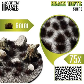 Plastikový model Grass Tufts – samolepící drny spálená tráva, 6mm (75 ks)