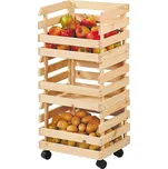 Kesper Dřevěný regál na ovoce a zeleninu, 3 stohovatelné bedýnky, 37x30x80