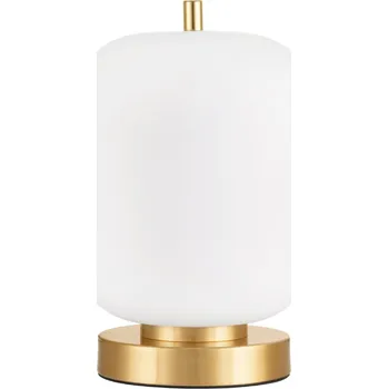 Lampička Bílá skleněná stolní lampa Nova Luce Lato se zlatou podstavou