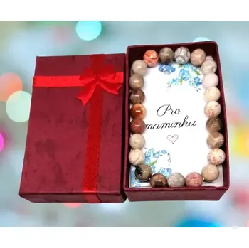 Náramek Dárkově balený náramek zkamenělé dřevo "PRO MAMINKU" (S dárkovou kartičkou)