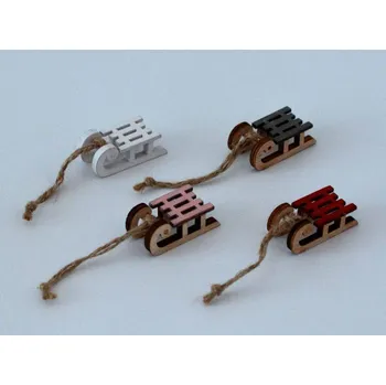 Dřevěná dekorace - Sáňky mini BÍLÉ