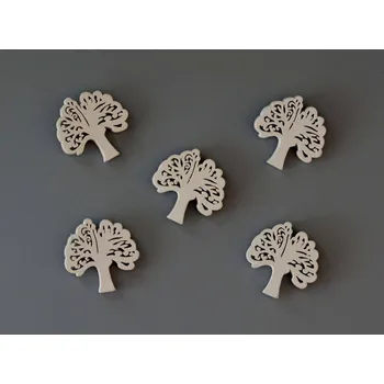 Vánoční dekorace Dřevěná dekorace STROM bílý se samolepkou