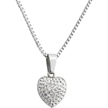 Náhrdelník Náhrdelník s přívěskem srdce 1,5 cm se zirkony Valentýn z chirurgické oceli S507110