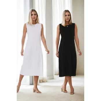 E2145 Dewberry Set of Two Women Dresses-BLACK-WHITE dewberry šedá 2726875