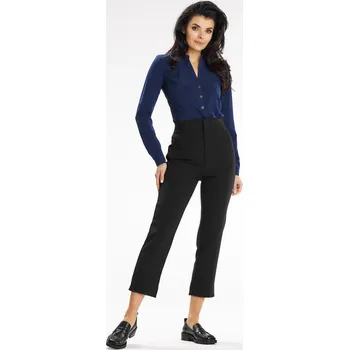 Košile s dlouhým rukávem a výstřihem do V A649 Barva: Tmavě Modrá, Velikost: M