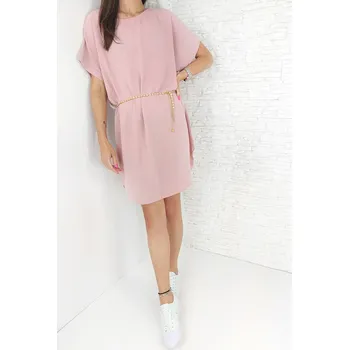 Dámské šaty Italian style Růžové šaty s páskem LA-3221PI Velikost: XS-XL