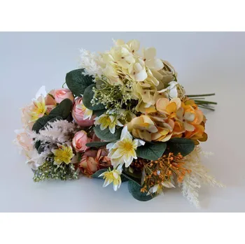 umělá květina Umělé květiny - Směs květů ŽLUTO-HNĚDÁ