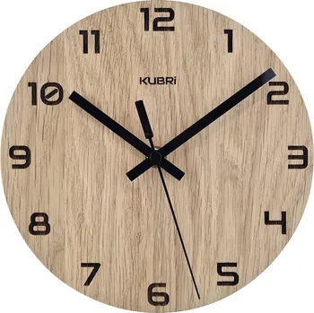 Hodiny KUBRi HRC0057B - Dubové hodiny řízené signálem s tichým chodem
