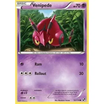 Karetní hra Pokémon BLW 052/114 Venipede - Black & White Stav: Excellent, Verze: NORMAL