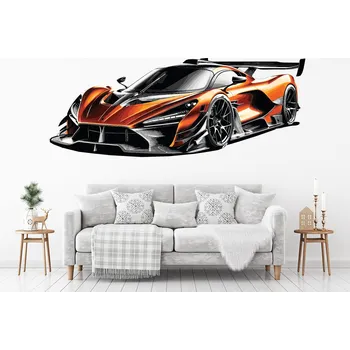 Samolepící dekorace Oranžový sporťák samolepka na zeď arch 47 x 18 cm