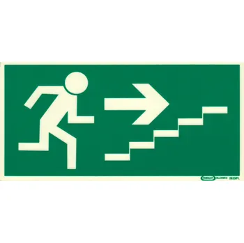 Únikové schodiště vpravo nahoru (FL plast 210x105 mm)