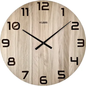 Hodiny KUBRi 0125 - velké dubové hodiny české výroby o průměru 60 cm