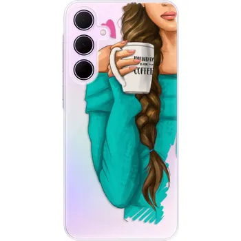 Pouzdro na mobilní telefon Odolné silikonové pouzdro iSaprio - My Coffe and Brunette Girl - Samsung Galaxy A35 5G