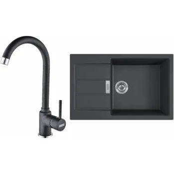 Kuchyňský dřez Franke SET T90 - S2D 611-78 XL černá + FP 9000.071 POLA + ZÁRUKA 5 LET ZDARMA