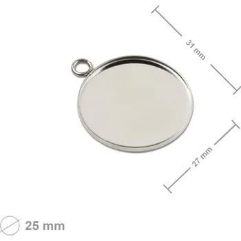 Přívěsek Bižuterní lůžko na přívěsek kulaté 25 mm z chirurgické oceli