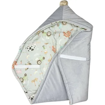 Fusak Mimilove Zavinovačka / fusak do autosedačky Farmář / světle šedý velvet