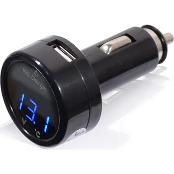 Nabíječka CL 12/24 V, USB, voltmetr, teploměr