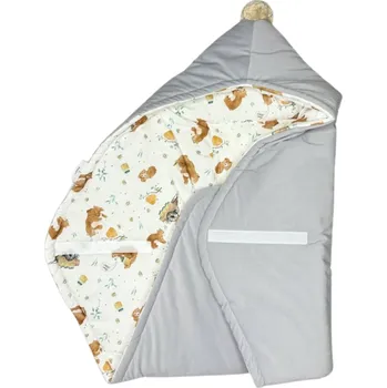 Fusak Mimilove Zavinovačka / fusak do autosedačky Méďa / světle šedý velvet