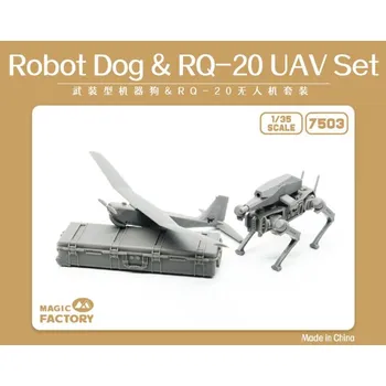 Plastikový model Magic Factory 1/35 Armed Robot Dog & RQ-20 UAV Set