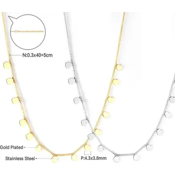 Náhrdelník Elegantní náhrdelník z chirurgické oceli - srdce 01,Zlatá