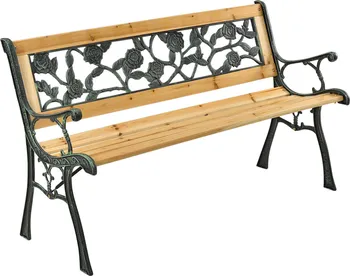 Zahradní lavice Venezia zahradní lavička 200575 122 cm osikové dřevo/černozelená litina