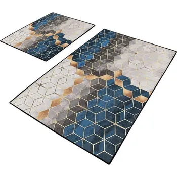 Koupelnová předložka Modro-šedé koupelnové předložky v sadě 2 ks 60x100 cm Optic – Mila Home ID_1660900