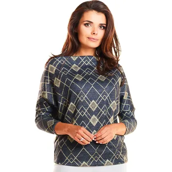 Dámská halenka Halenka s dlouhými rukávy se vzorem M187 Barva: Zlatá, Velikost: S/M