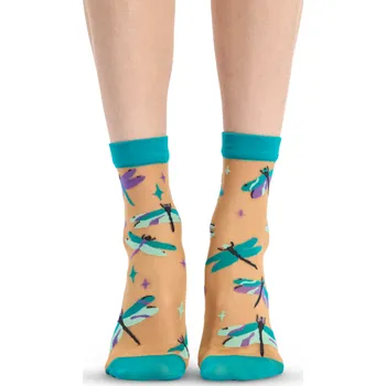 Pánské ponožky Veselé silonkové ponožky Tyrkysové vážky