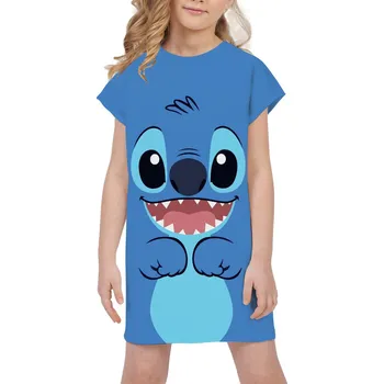 Dívčí šaty Lilo & Stitch Dívčí letní šaty na motivy "Stitche" - kombinace barev a potisků Barva: TQDX-PD239, Velikost: 80 cm