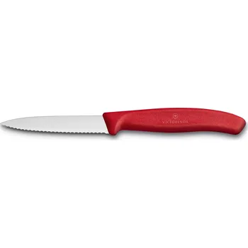 Kuchyňský nůž VICTORINOX Nůž na zeleninu s vlnkovaným ostřím 8 cm červený