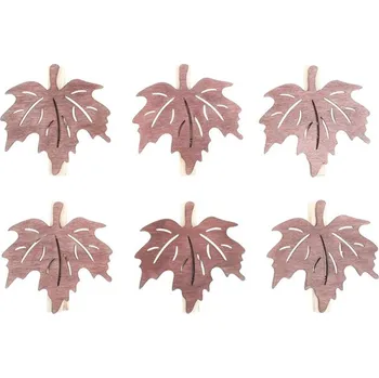 Anděl Přerov, s.ro. List dřevěný na kolíčku 4 cm, 6 ks, hnědý