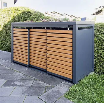 Popelnice HTI Přístřešek na popelnice Linis s dekorem dřeva, různé velikosti, 3 x 120 l