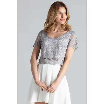 Dámská sukně Set krajkový top s asymetrickou sukní M641 FIGL Barva: Šedá, Velikost: L