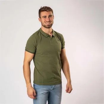 Kappa LOGO EZIO SLIM polo olivově zelená,černý proužek 2XL