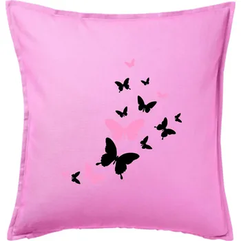 Polštář Motýli růžovo černí - Polštář 50x50 - 50x50 - Pouze potah ( Růžová )