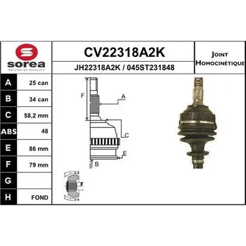 Autodíl Sada kloubů, hnací hřídel EAI CV22318A2K