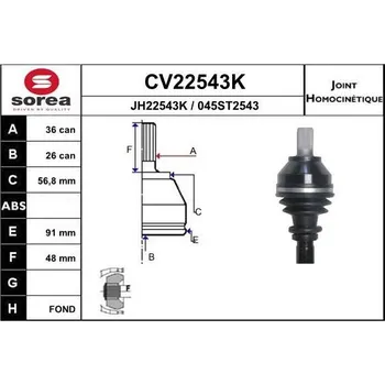 Autodíl Sada kloubů, hnací hřídel EAI CV22543K