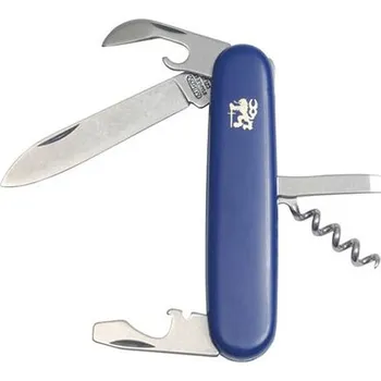 Multifunkční nůž MIKOV Nůž DŮSTOJNICKÝ 5F zavírací NEREZ střenka PLAST MODRÝ