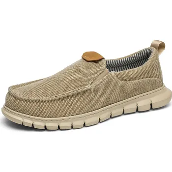 Pánské mokasíny Prodyšné letní boty Canvas Classic Barva: Khaki, Velikost: 45