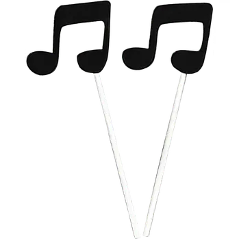 Jedlá dekorace na dort Zápichy do dortu - Dva páry not osminových - Černé