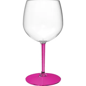 Sklenice Gold Plast Plastový nerozbitný pohár na gin & tonic, růžová stopka, TT 580 ml