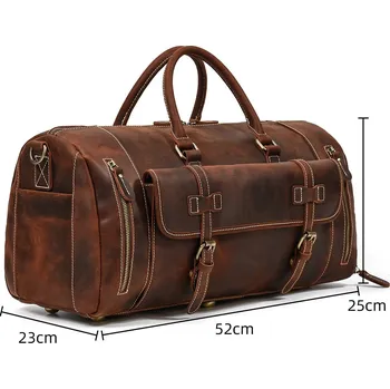 Cestovní taška Velká cestovní taška pravá kůže NW1001 Barva (Varianta): červená hnědá(52cm)