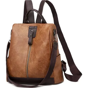 Městský batoh Dámský kožený batoh FLY FF234 Barva: Hnědá