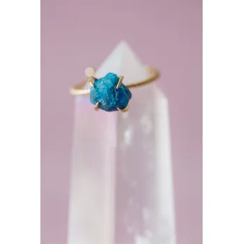 Prsten YogaDay SIMPLE pozlacený stříbrný prsten s apatitem