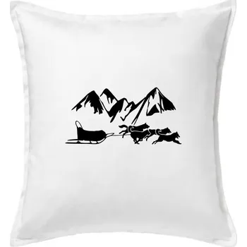 Polštář Psí spřežení hory - Polštář 50x50 - 50x50 - Včetně výplně ( Bílá )