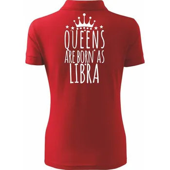 Queens are born as Libra - Váhy - Polokošile dámská Pique Polo - 2XL ( Červená )