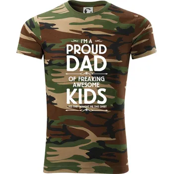 Pánské tričko Proud DAD - KIDS - Army CAMOUFLAGE - 2XL ( Hnědý maskáč )