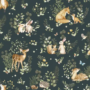 Tapeta ICH Wallcoverings Zelená dětská vliesová tapeta se zvířátky, 972-3, Mika, ICH Wallcoverings, velikost 10,05 x 0,53 m