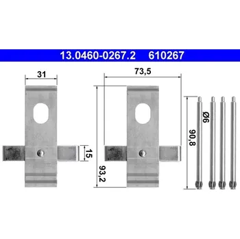 Přislušenství brzdového systému Sada příslušenství, obložení kotoučové brzdy ATE 13.0460-0267.2