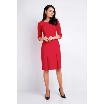 Dámské šaty Vypasované šaty s 3/4 rukávem A158 Barva: Červená, Velikost: XL